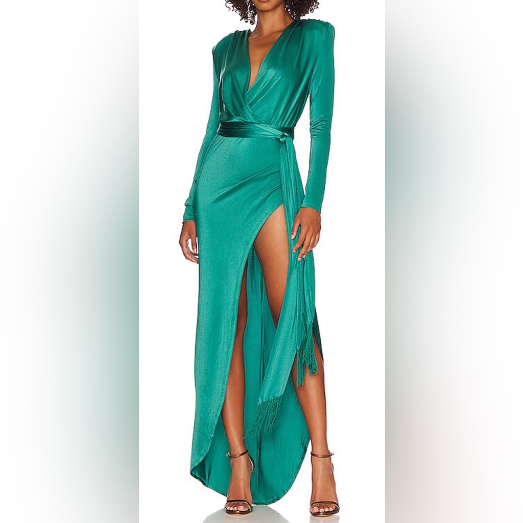 Bronx And Banco Teal Long Sleeve Gown Size Medium Worn Once!